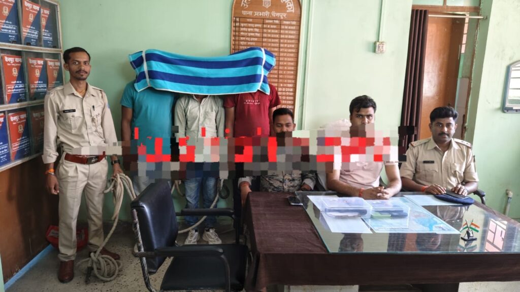 चैनपुर थाना पुलिस द्वारा रानीताल डैम के समीप डकैती की योजना बना रहे गिरोह का भंडाफोड़ किया गया।